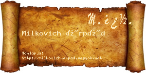 Milkovich Árpád névjegykártya