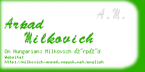 arpad milkovich business card